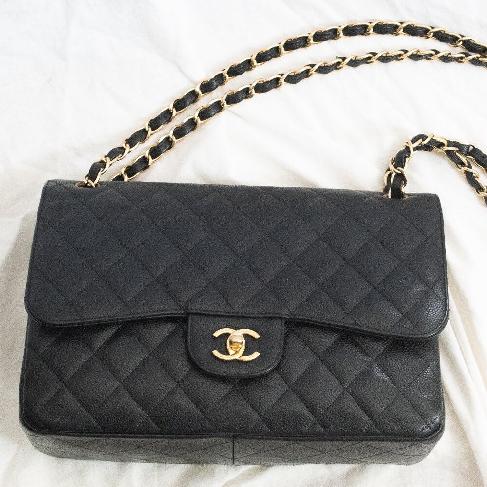Chanel Jumbo Double Flap Classic in Black Caviar with Gold Hardware